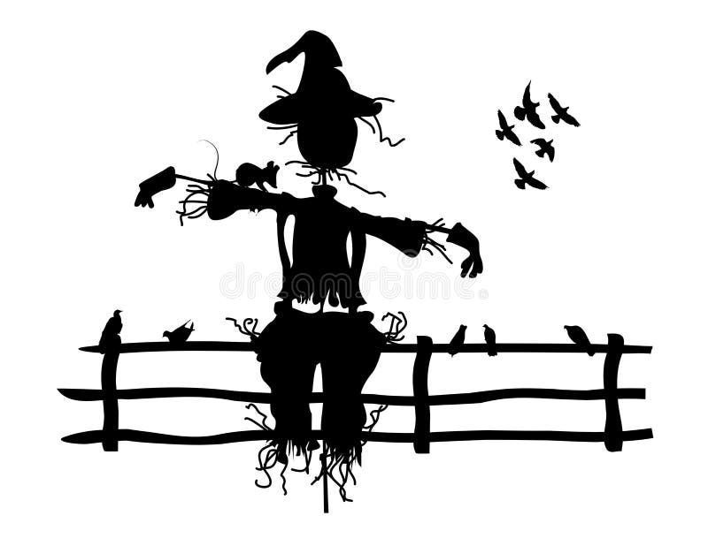 Scarecrow Silhouette vector illustration.