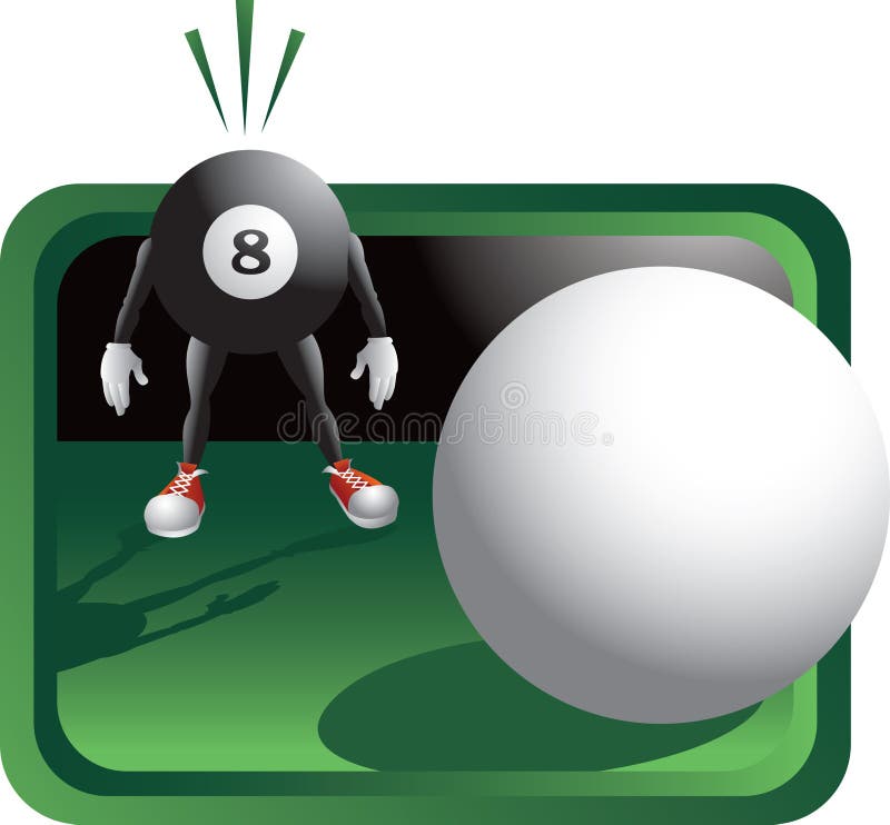 Scared billiard ball cartoon character