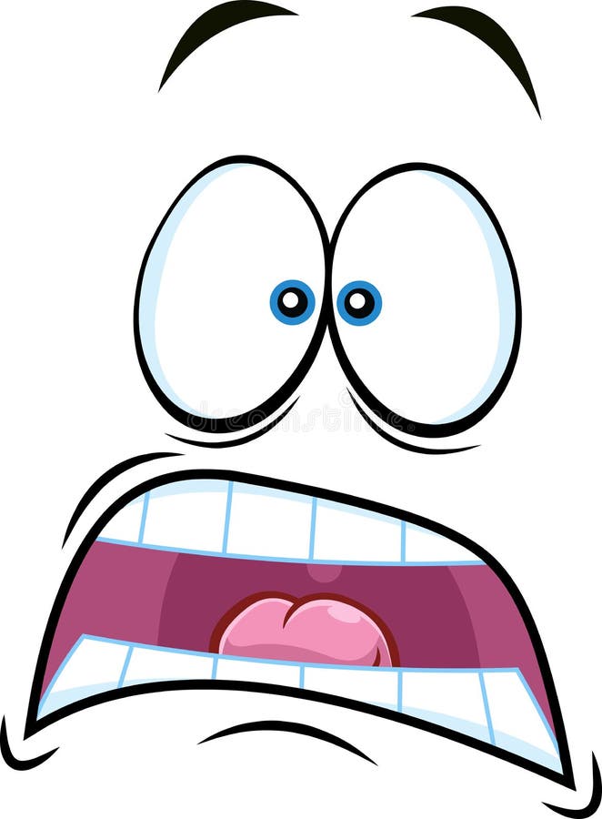 Outlined Scared Cartoon Funny Face Panic Stock Illustration