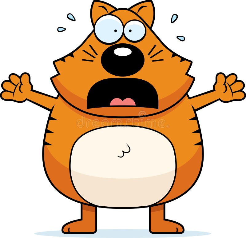 A cartoon cat with a scared expression vector illustration.