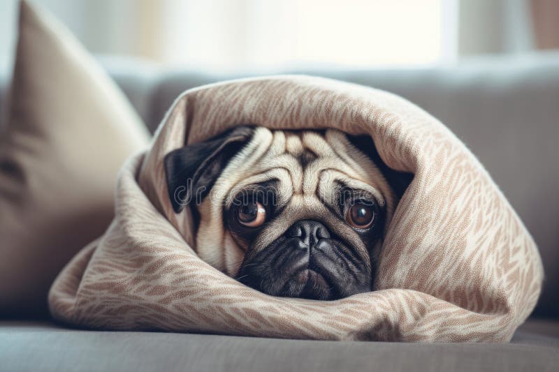 Scared Dog, Genrative AI stock illustration