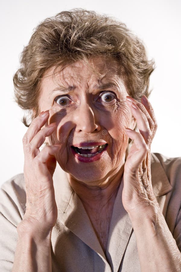 Scared Elderly Woman Stock Image Image Of Scared Facial 10748807