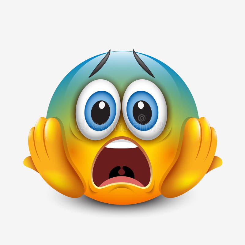 Cute Frightened Emoticon Emoji Smiley Vector Illustration Stock