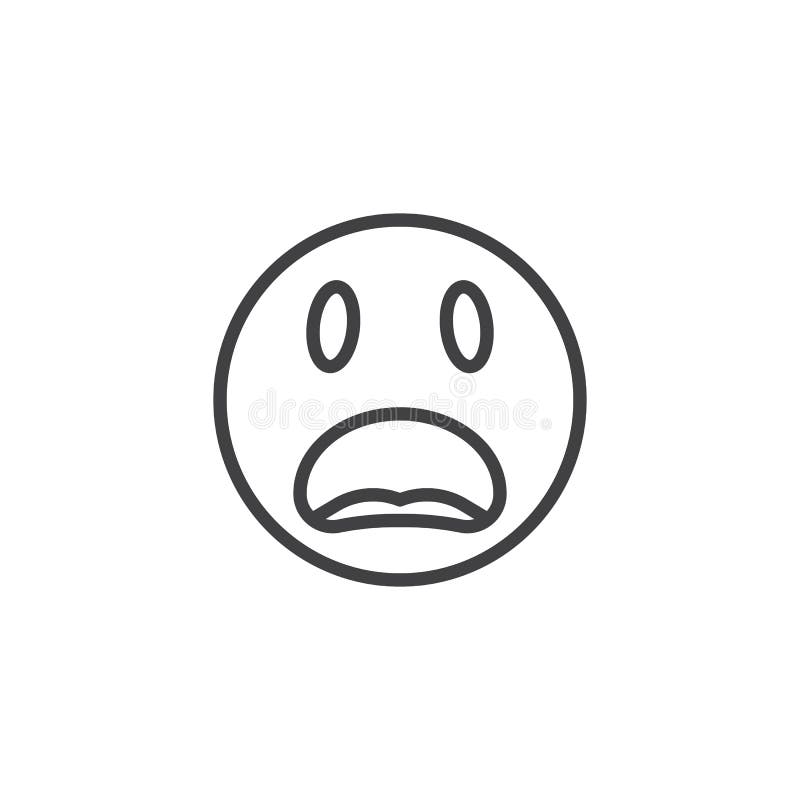 Scared face emoji. Worried, confused. Scary, tense. Drawing by hand, with  marker pen, brush. Irregular shapes. Isolated on white background. Emoticon  expression design illustration. Illustration Stock