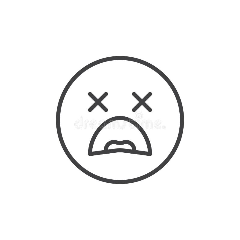 Scared expression face emoji line icon, Stock vector