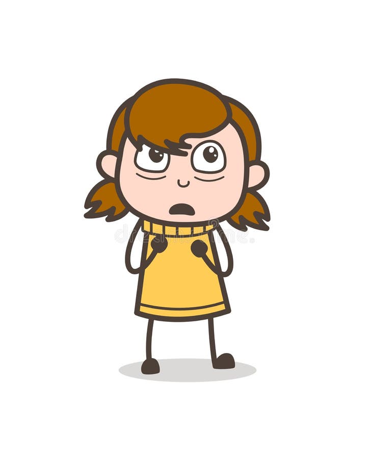 Scared Face Expression - Cute Cartoon Girl Illustration Stock Illustration  - Illustration of expression, clip: 102495258