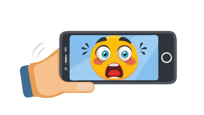 Scared Mobile User: Digital apprehension, worried expression, vector design Generative AI stock illustration