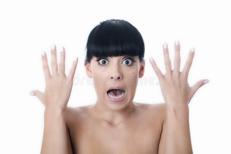 Scared Surprised Shocked Young Attractive Woman Stock Image Image Of 