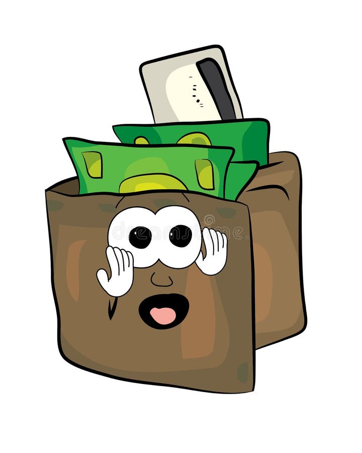 Scared wallet cartoon stock illustration. Illustration of money - 61979336