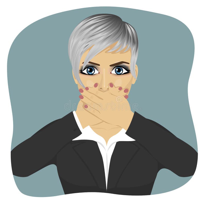 A Girl in Shocked Emotion. Woman Holds a Hand Near Her Mouth. the Girl is  Scared. High Detailed Hand Drawing Vector Stock Vector - Illustration of  frightened, female: 126396362