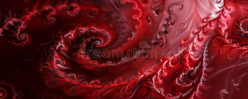 Scarlet abstract background featuring intricate, swirling patterns and designs, adding depth and complexity. Ai generated