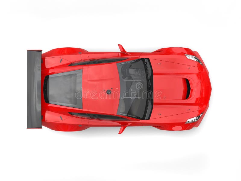 Scarlet Red Modern Sports Car Top View Stock Illustration
