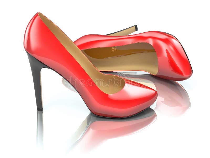 Scarpa rossa dei tacchi alti. 3d illustrazione di stock