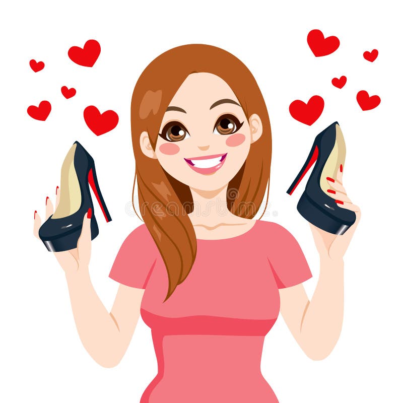 Scarpe dei tacchi alti della tenuta della donna illustrazione di stock