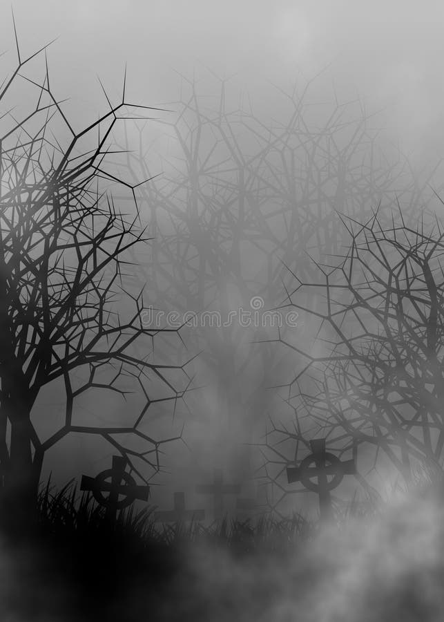 Scary Cemetery in Creepy Forest Concept Design Background Stock  Illustration - Illustration of concept, element: 146476743