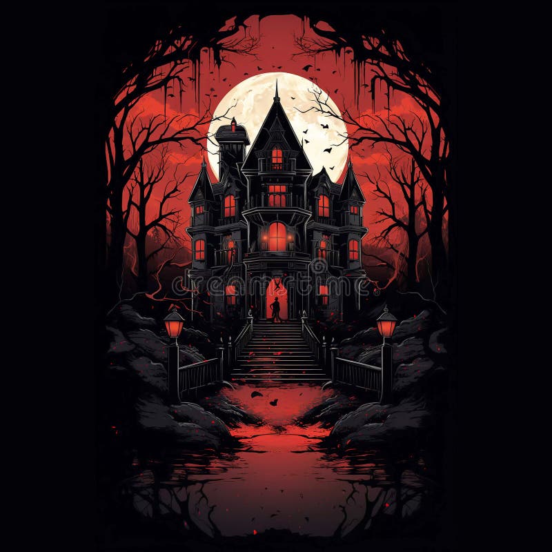 Scary dark haunted house stock illustration. Illustration of mansion ...