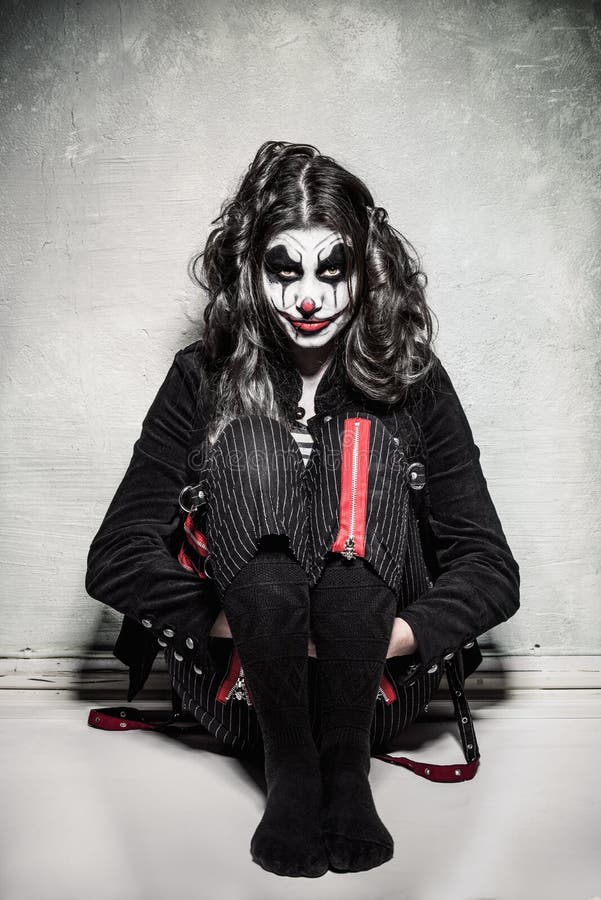 Scary evil clown girl stock image. Image of scary, woman 59836319