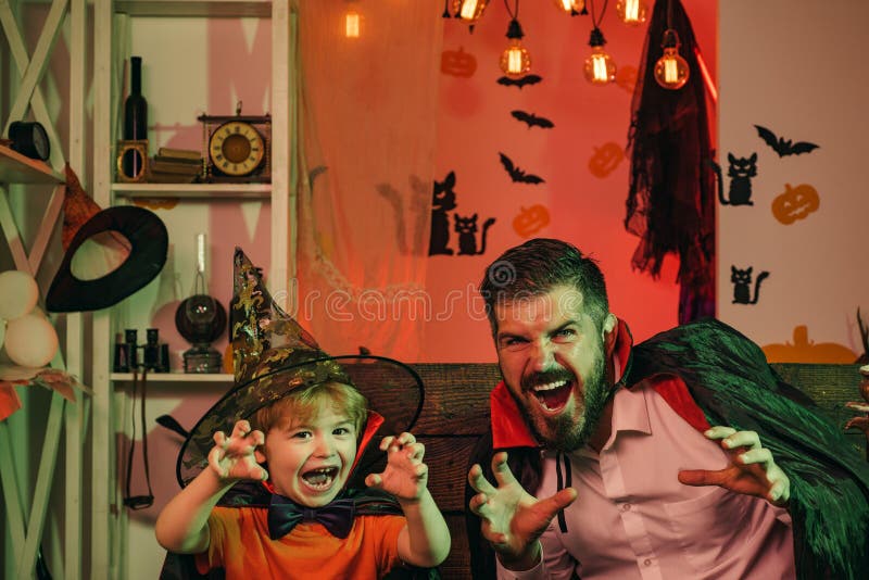 Scary Family, Mother, Father, Daughters Celebrating Halloween ...