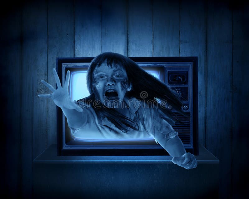 Scary Ghost Out from Old Television Stock Photo Image of haunted