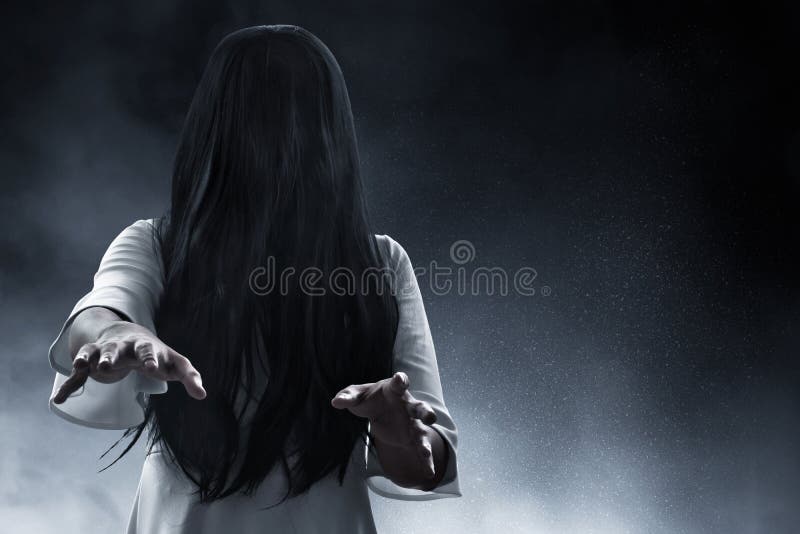 Scary Ghost Woman on Dark Background Stock Image - Image of gothic, devil:  158650943