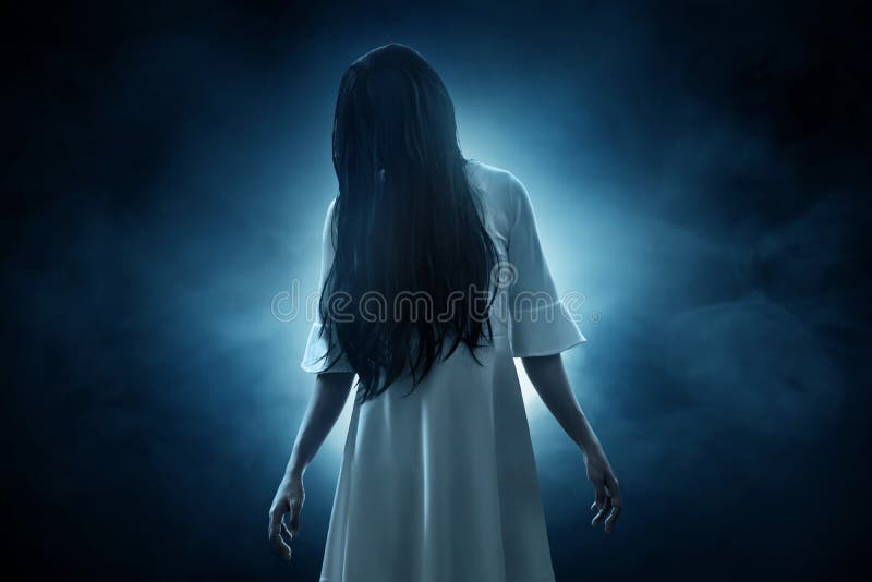 Scary Ghost Woman on Dark Background Stock Image - Image of haunted,  background: 158076065