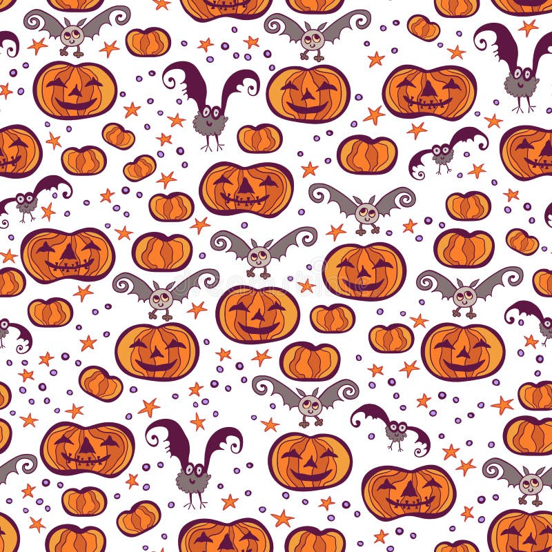 Scary Halloween Seamless Bright Kids Doodle Pattern. the Day of the ...
