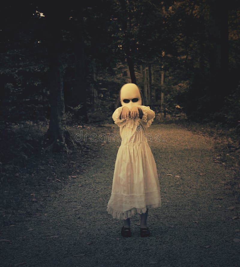 Scary Haunted Ghost Girl in Woods royalty free stock image Scary Haunted Ghost Girl in Woods royalty free stock image