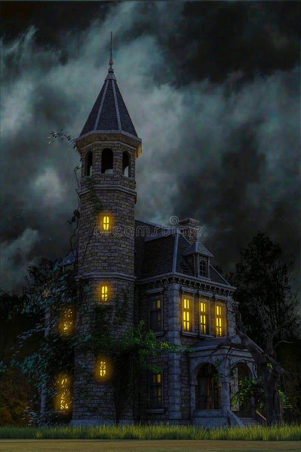 Scary house on moonlight