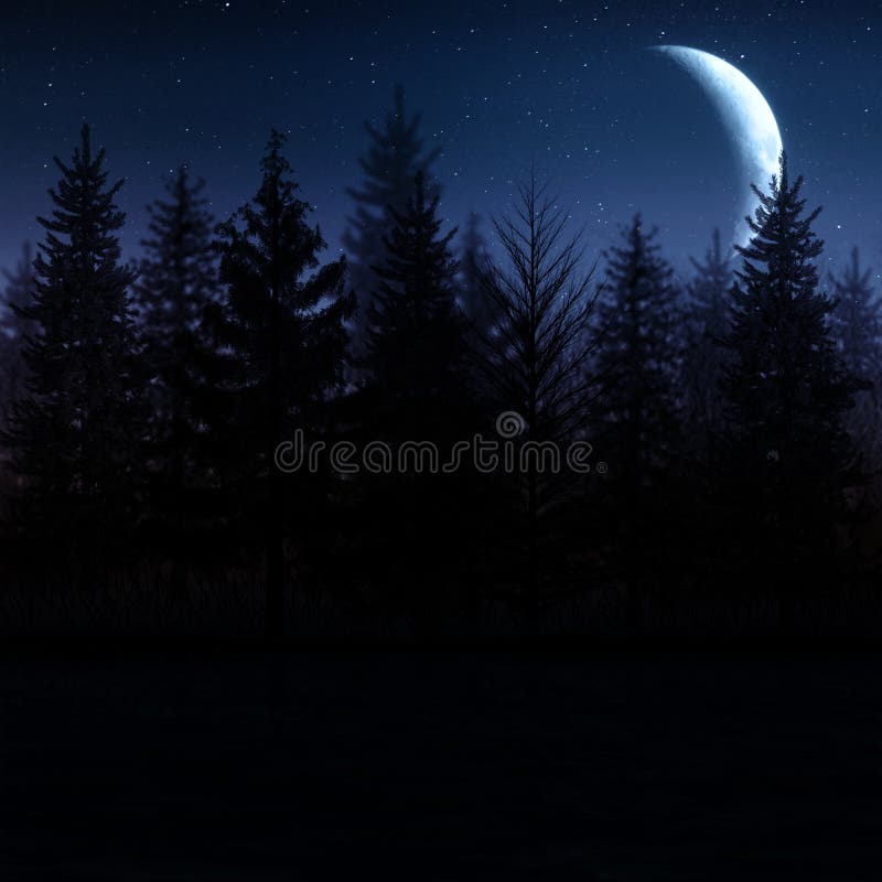Scary landscape. Abstract natural backgrounds for your design. Grass night sky background illustrations