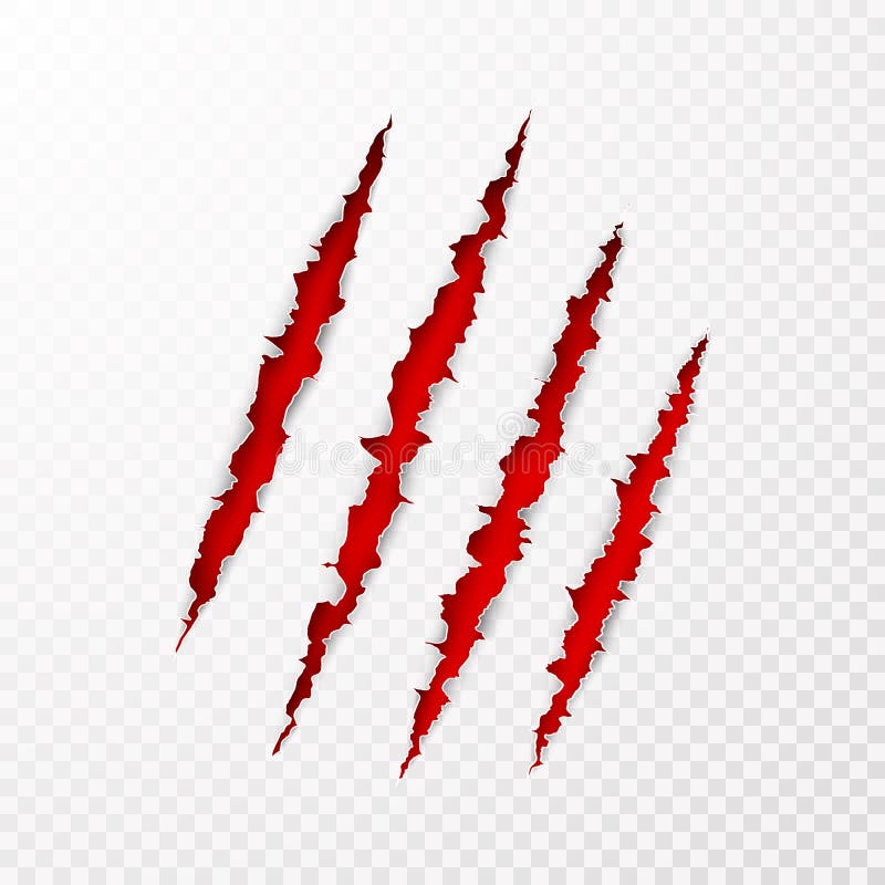 Scary leceration paper surface. Wild animal claws scratch texture with red background. Torn paper edge. vector stock illustration Scary leceration paper surface. Wild animal claws scratch texture with red background. Torn paper edge. vector stock illustration