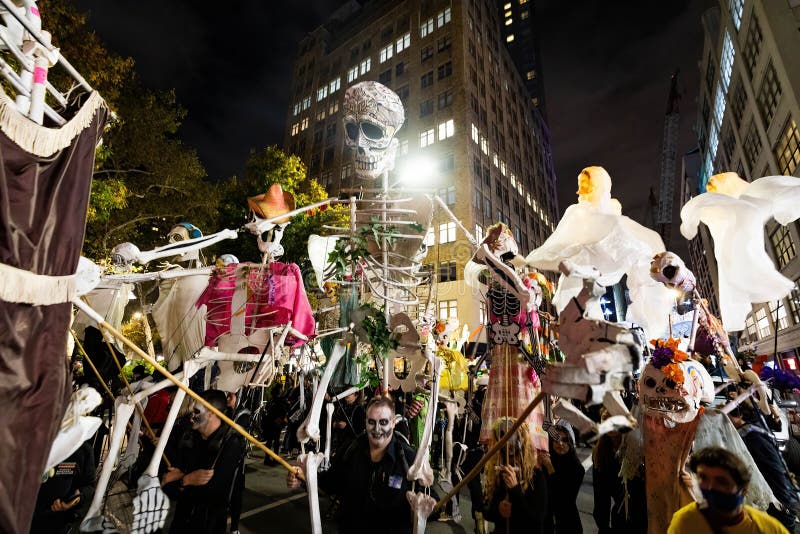 Scary Skeletons Marching Team at NYC Village Halloween Parade Editorial ...