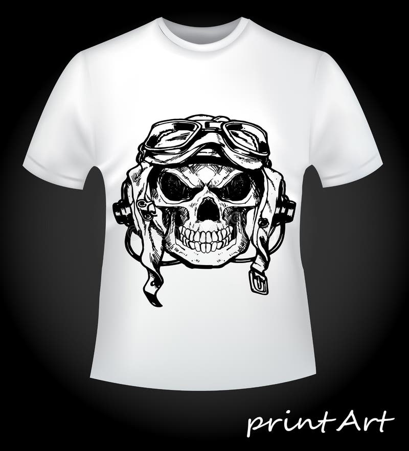 Print skull pilot on a T-shirt royalty free illustration Print skull pilot on a T-shirt royalty free illustration