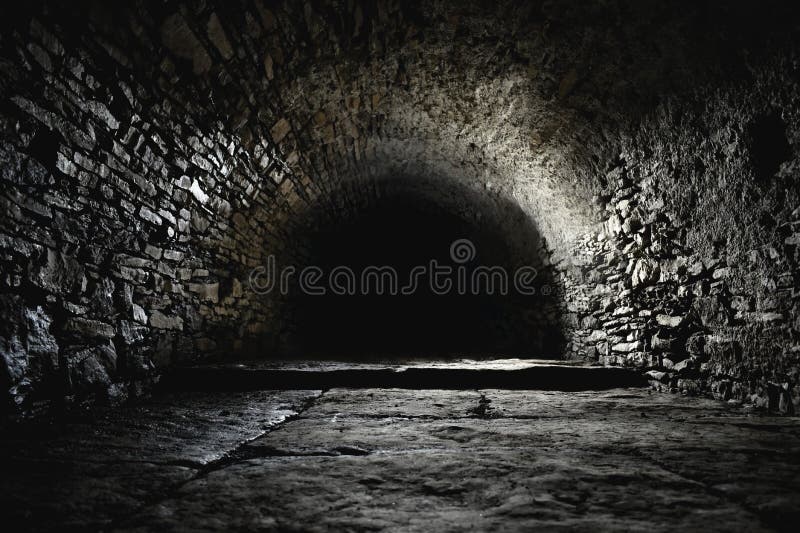 Scary underground, old castle cellar royalty free stock photography