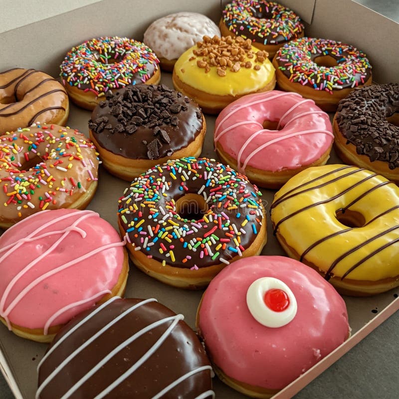 Scatola Di Aromi Di Donuts Colorante Generata Con I. A. illustrazione vettoriale