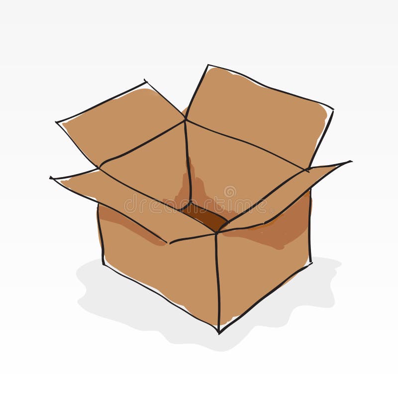 Scatola di carta marrone disegnata a mano illustrazione di stock