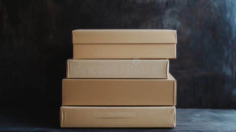 Scatole Di Cartone Bloccate Sulla Superficie Oscura illustrazione di stock