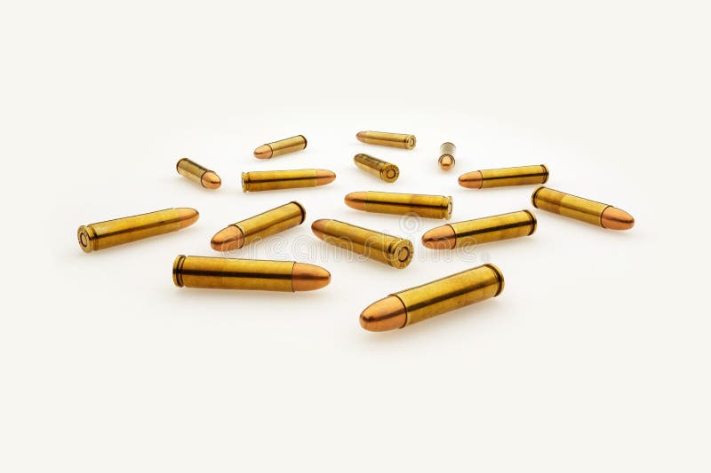 Scattered Bullets Isolated on White