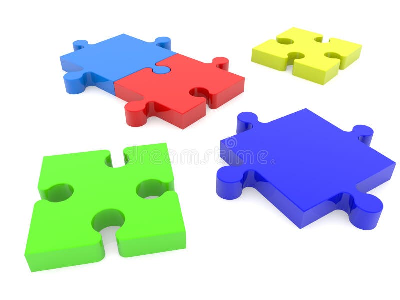 6 Pieces Jigsaw Puzzle Scattered Of Different Color