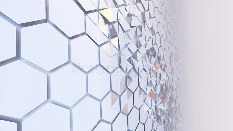 Scattered hexagon geometric perspective grid royalty free illustration