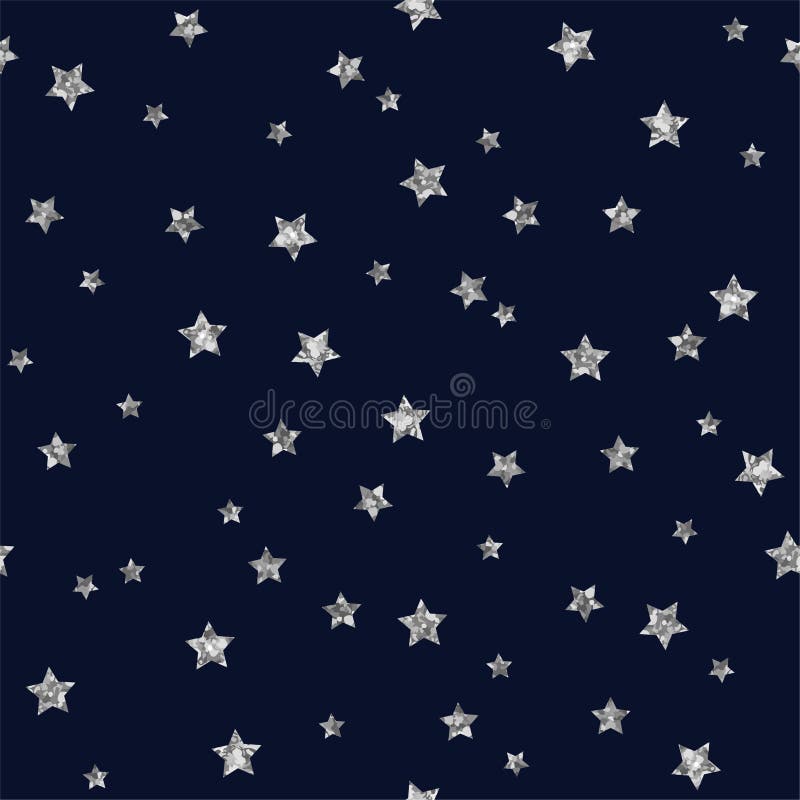 Silver Glitter Stars Seamless Pattern vector illustration