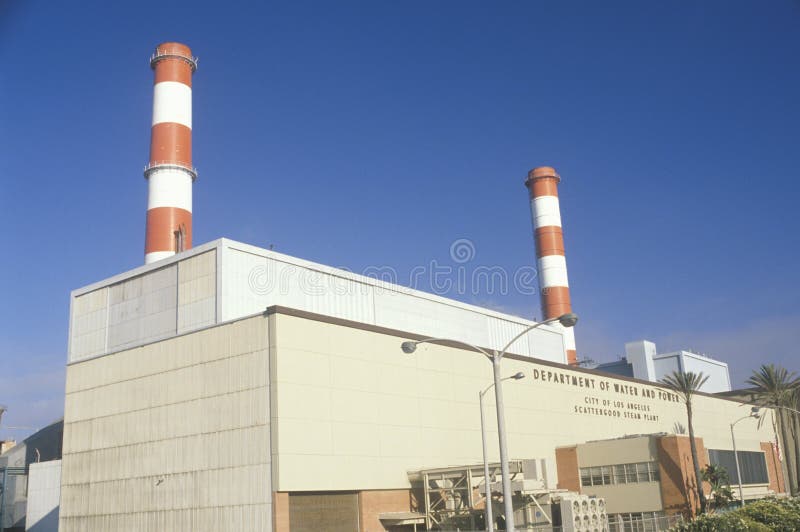 Los Angeles Scattergood Steam Power Plant Aerial Editorial Stock Image