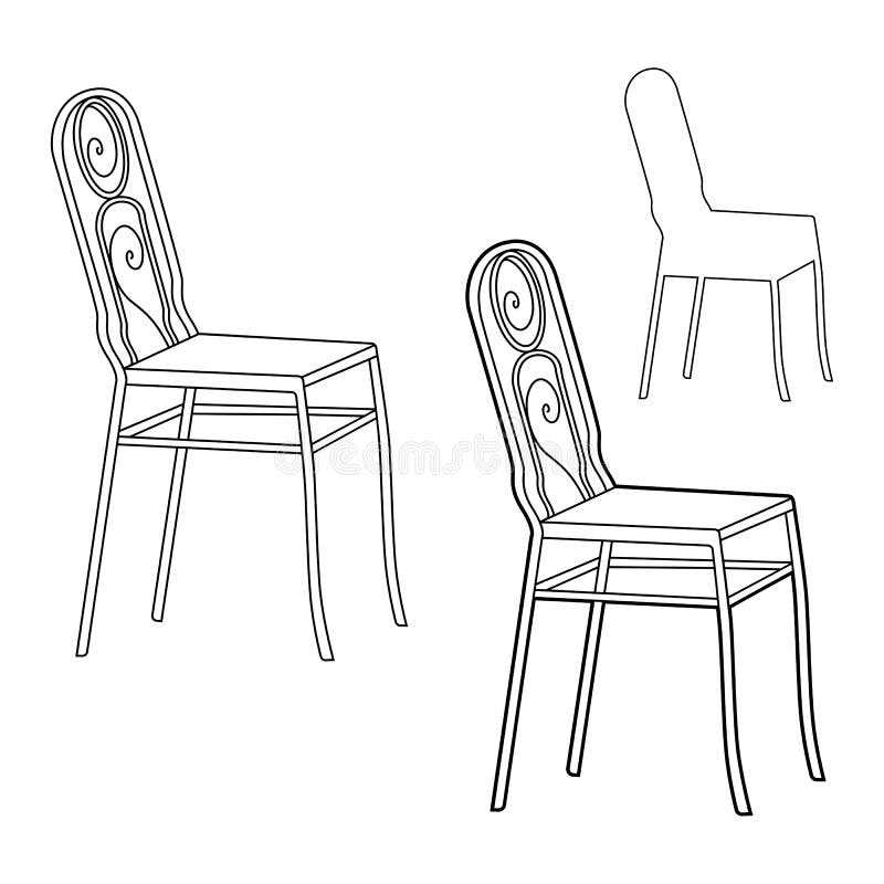 Scaun elegant pentru o cafenea de stradă cu schi de linie spate răchită. ilustrare vectorială vector illustration