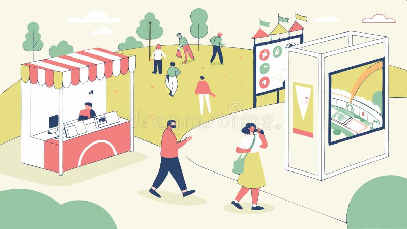 Scena de piață a fermierilor cu standuri locale produce design vectorial Generative AI stock illustration
