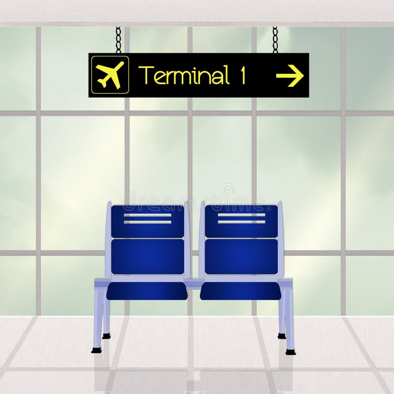 Scena dell'aeroporto illustrazione di stock Scena dell'aeroporto illustrazione di stock