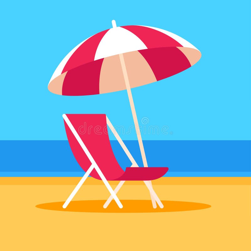Scena della spiaggia con la sedia e l'ombrello