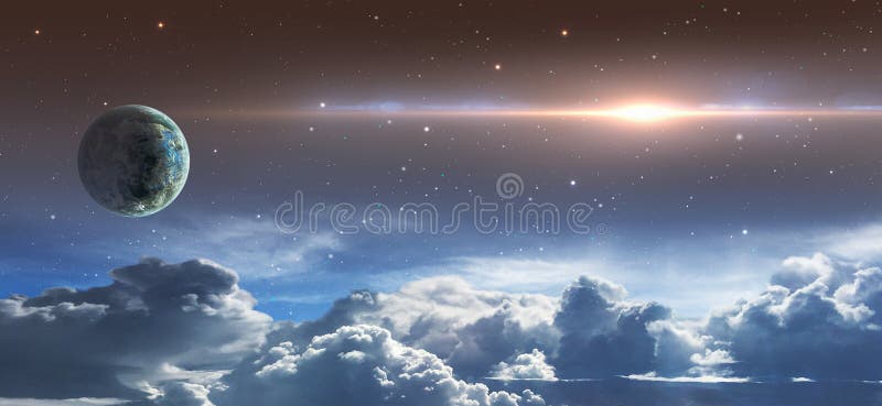 Scena dello spazio Cielo della stella con il chiarore delle nuvole, del pianeta e della lente Elementi ammobiliati dalla NASA rap illustrazione vettoriale Scena dello spazio Cielo della stella con il chiarore delle nuvole, del pianeta e della lente Elementi ammobiliati dalla NASA rap illustrazione vettoriale