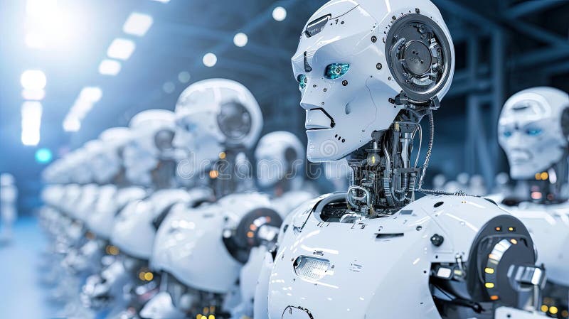 Scena di alta tecnologia robotica illustrazione di stock