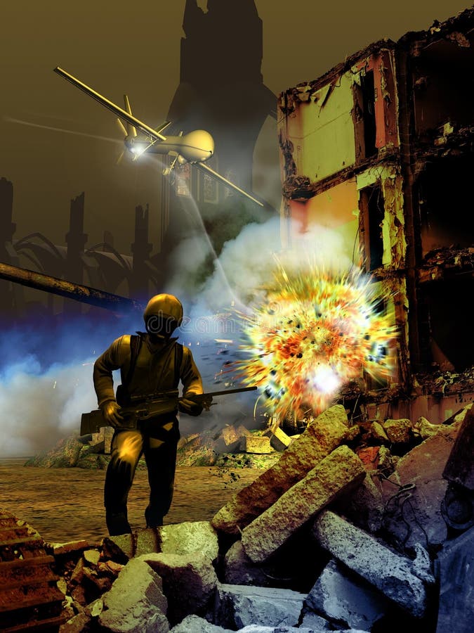 Scena di guerra illustrazione vettoriale Scena di guerra illustrazione vettoriale