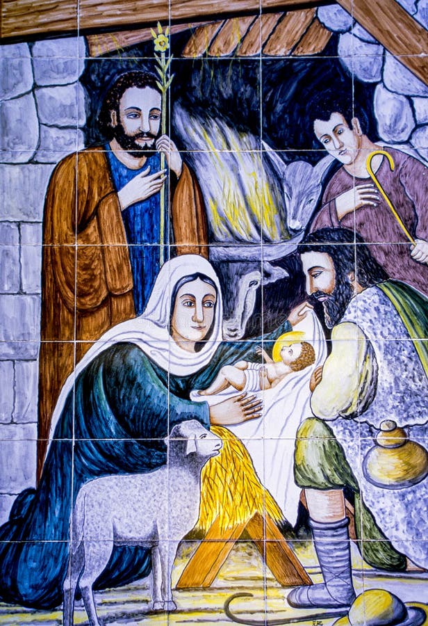 Scena di natività di Natale - Jesus Mary Joseph immagine stock Scena di natività di Natale - Jesus Mary Joseph immagine stock
