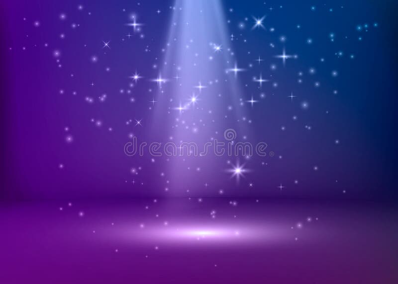Scena este iluminată cu lumină albastră și violet. fundal fază violet. ilustrare vectorială stock illustration